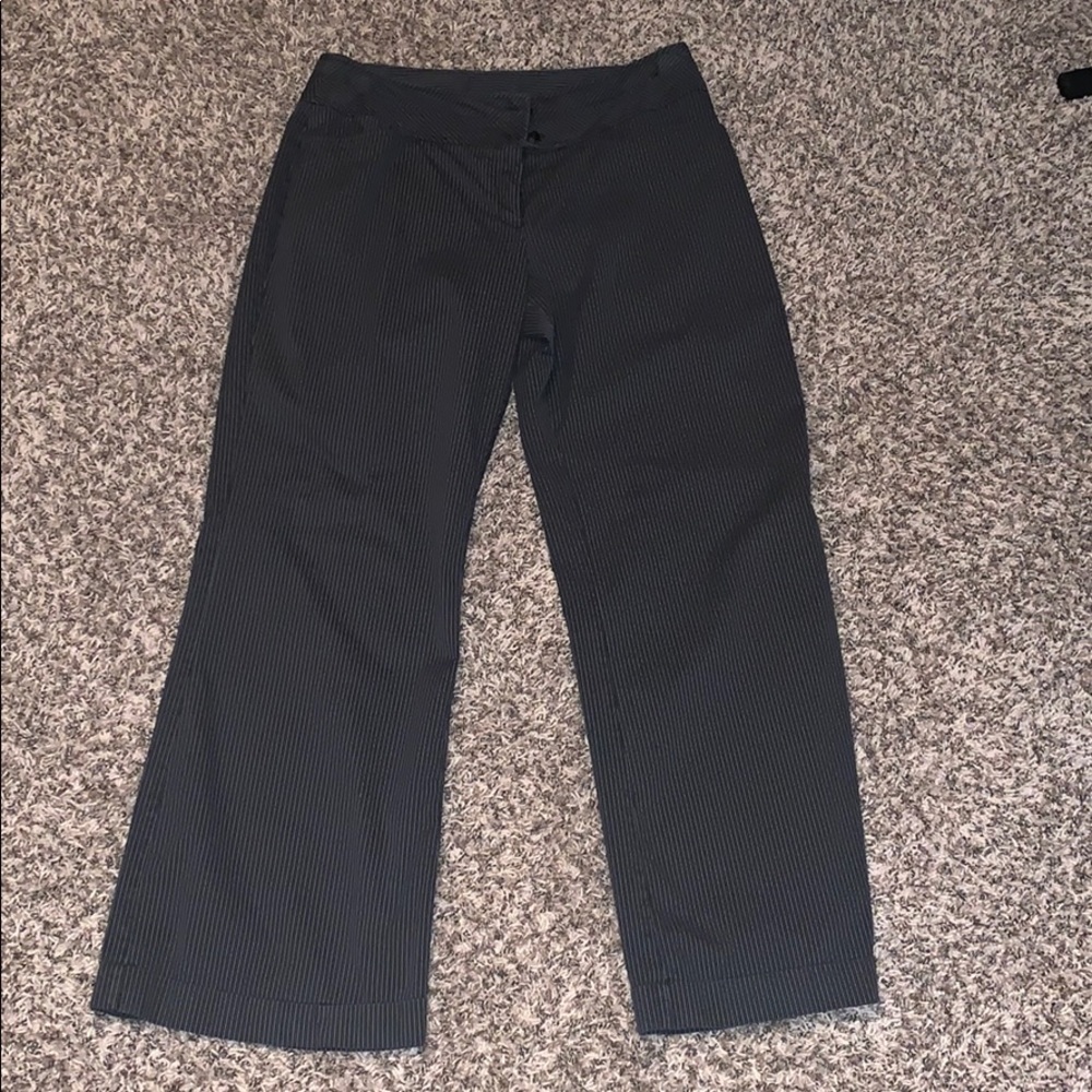 Black pin stripe slacks